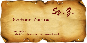 Szohner Zerind névjegykártya